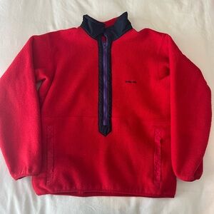 Patagonia Red Kids Pullover with Black Trim and Purple Zip